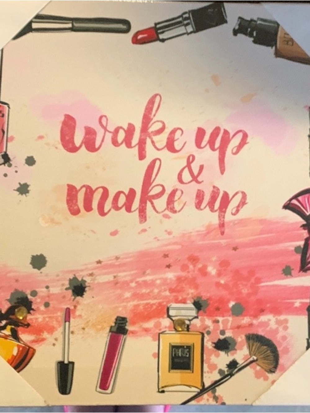 Source Unknown Pink Makeup Wall Art Print - Wake Up & Make Up